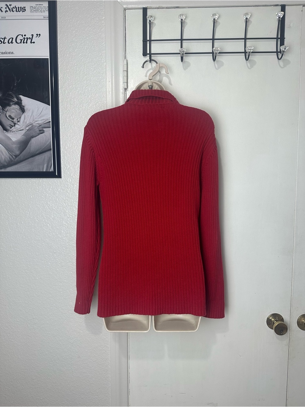 Denim&Co Red Suede Knit-Sleeve Zip Jacket - Picture 3 of 5